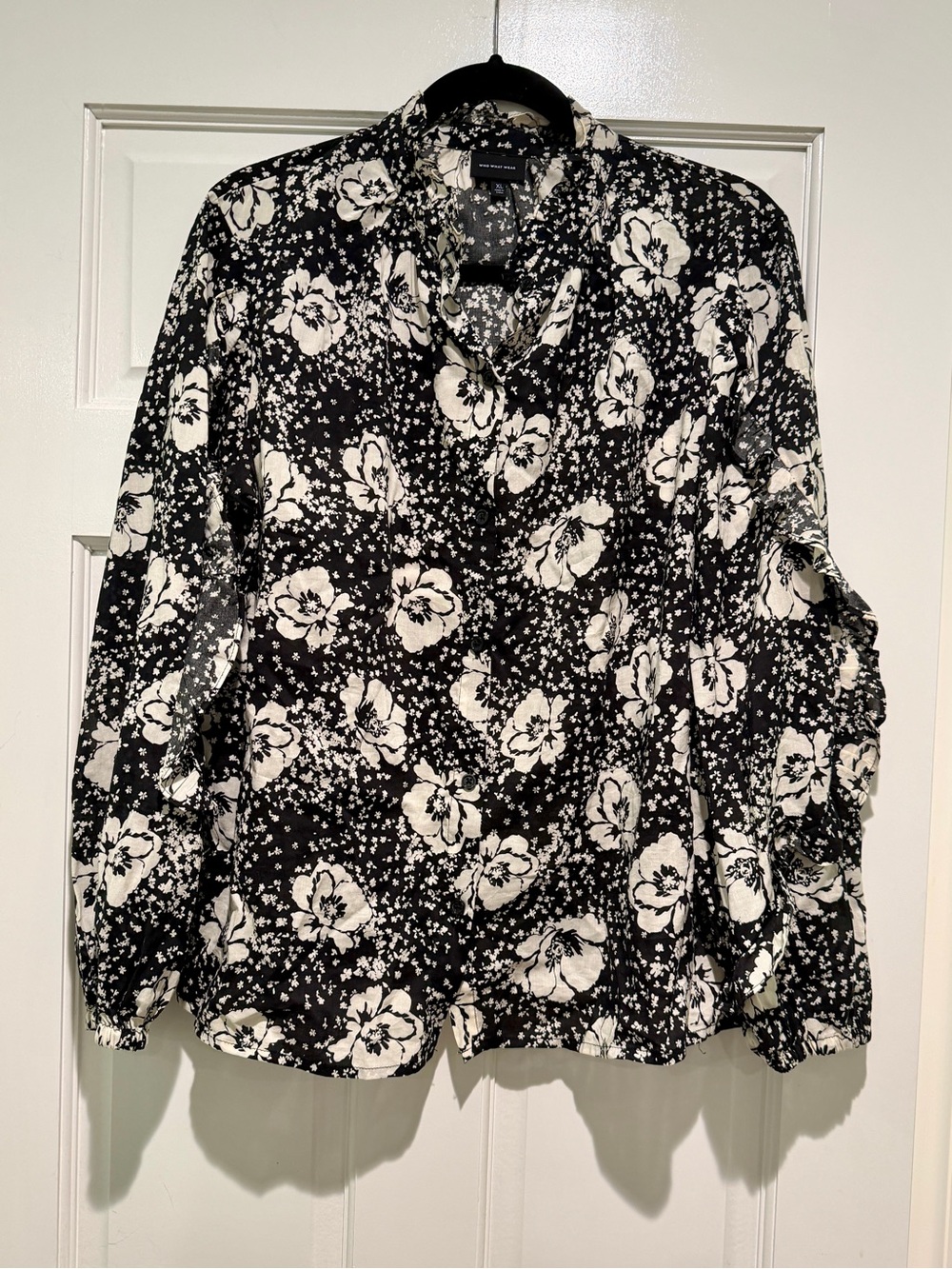 Black and White Floral Blouse